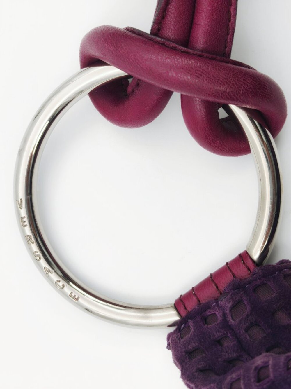 Vintage Versace SS2005 Runway Purple Perforated Leather Hobo Bag Y2K Archive - Picture 14 of 14